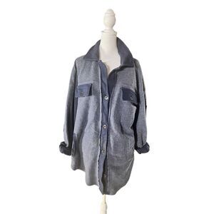 Free People Women's Oceana Blue Long Sleeve Ruby Shirt Jacket Shaket Small NWOT